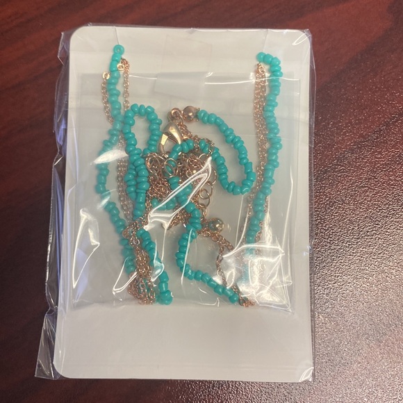 Golden aqua necklace - Picture 2 of 2